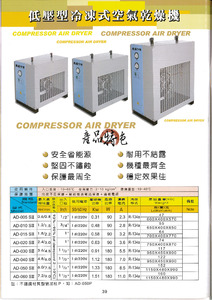 低壓型冷凍式乾燥機